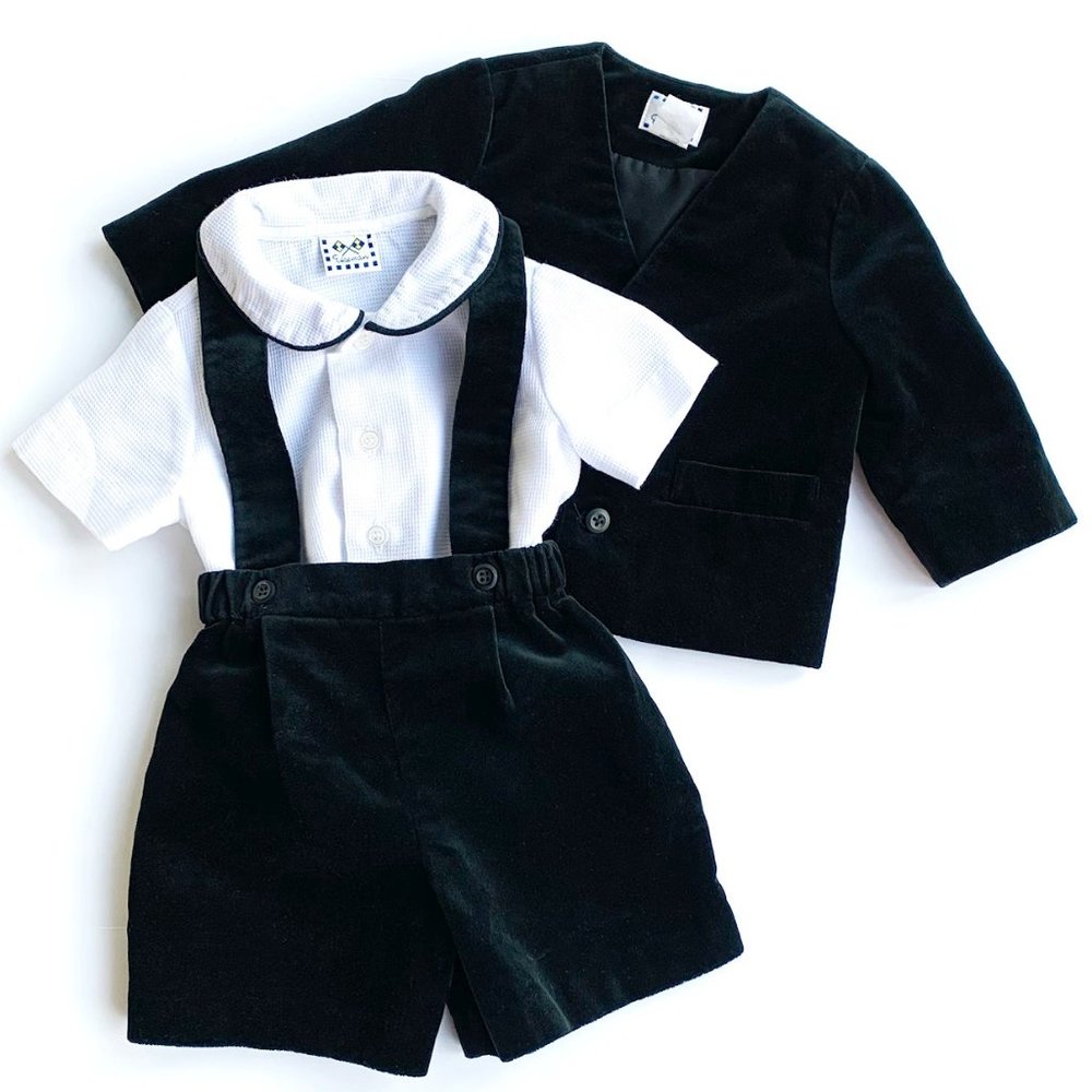 Florence Florence Eiseman Black Velvet Eton 3-Piece Suit